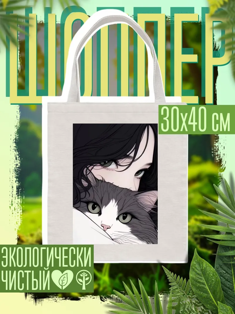 Шоппер Девушка с котом