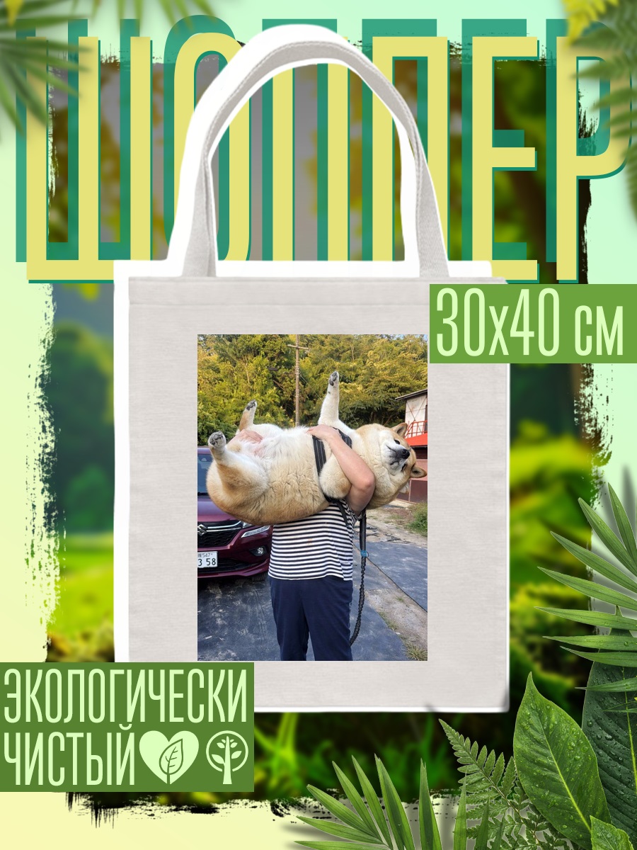 Шоппер человек держит собаку