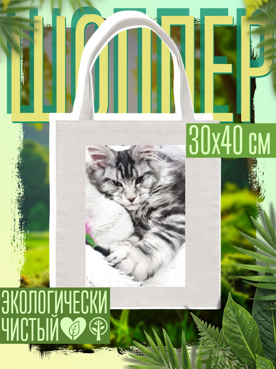 Шоппер Пушистый кот лежит