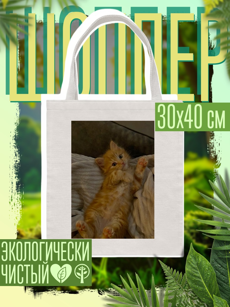 Шоппер Рыжий котенок на подушке