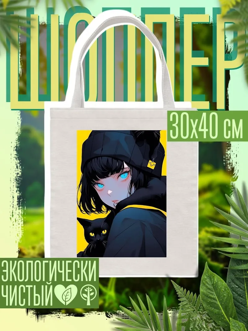 Шоппер Девушка с черными кошками