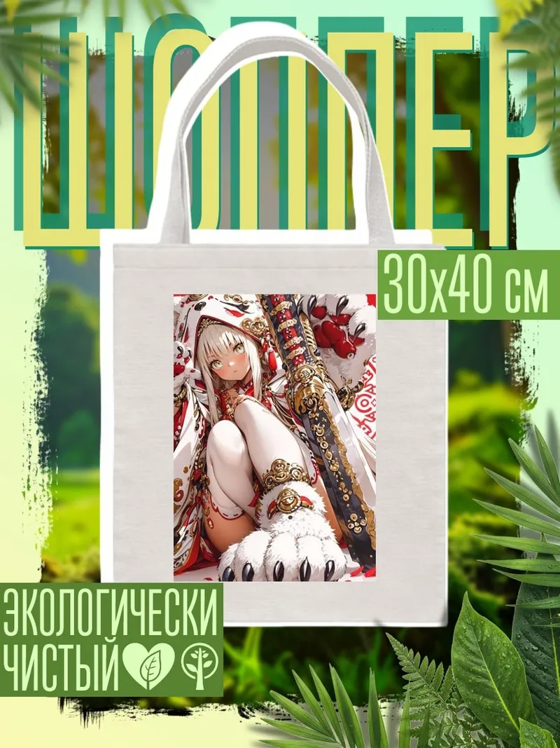 Шоппер Девушка тигрица с мечом