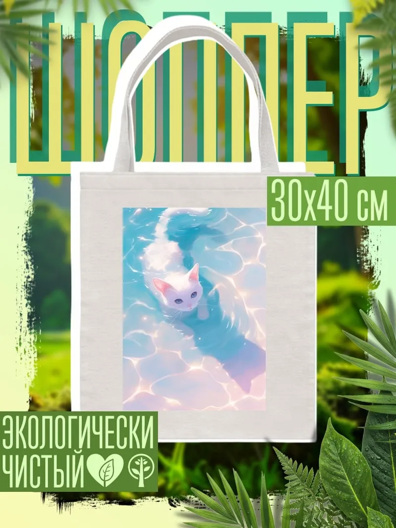 Шоппер Белый кот в воде