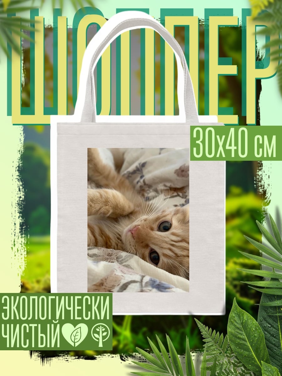 Шоппер Рыжий кот на кровати