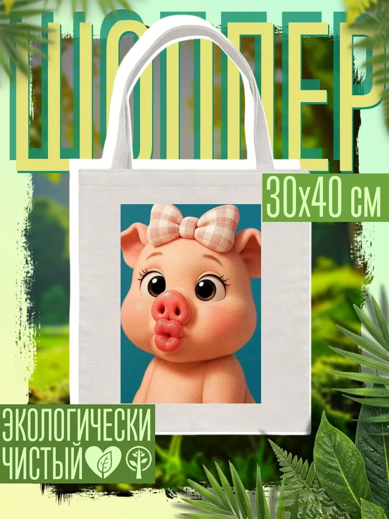Шоппер Свинка с бантиком