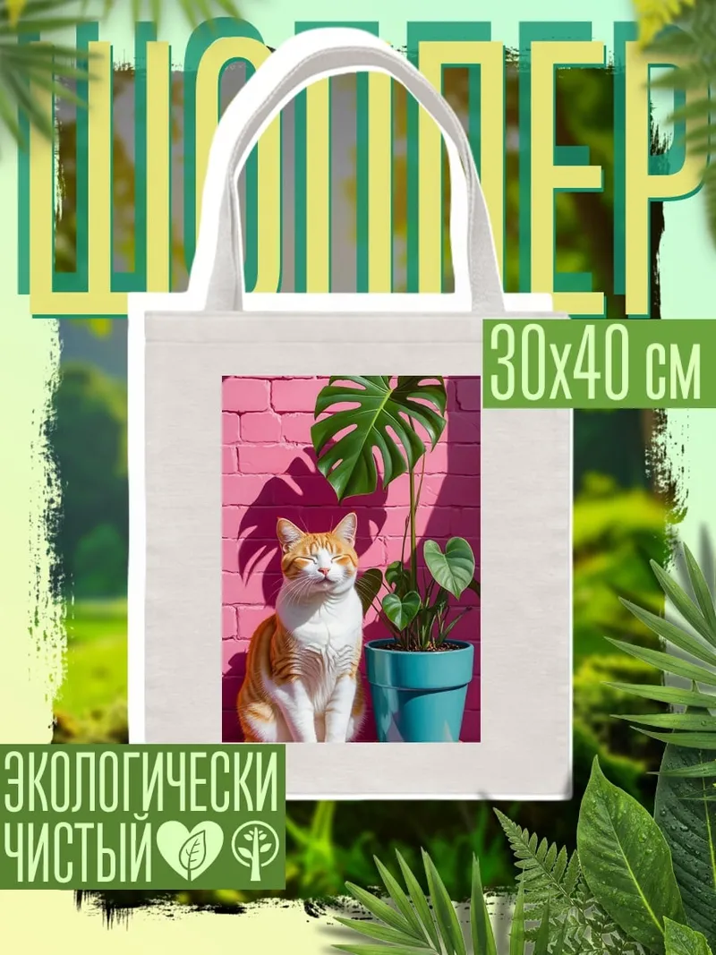Шоппер Кот и монстера