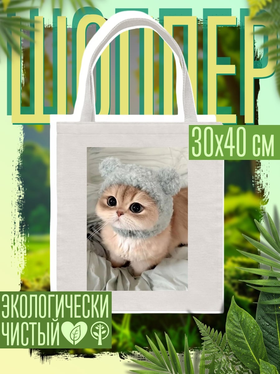 Шоппер Кот в шапке