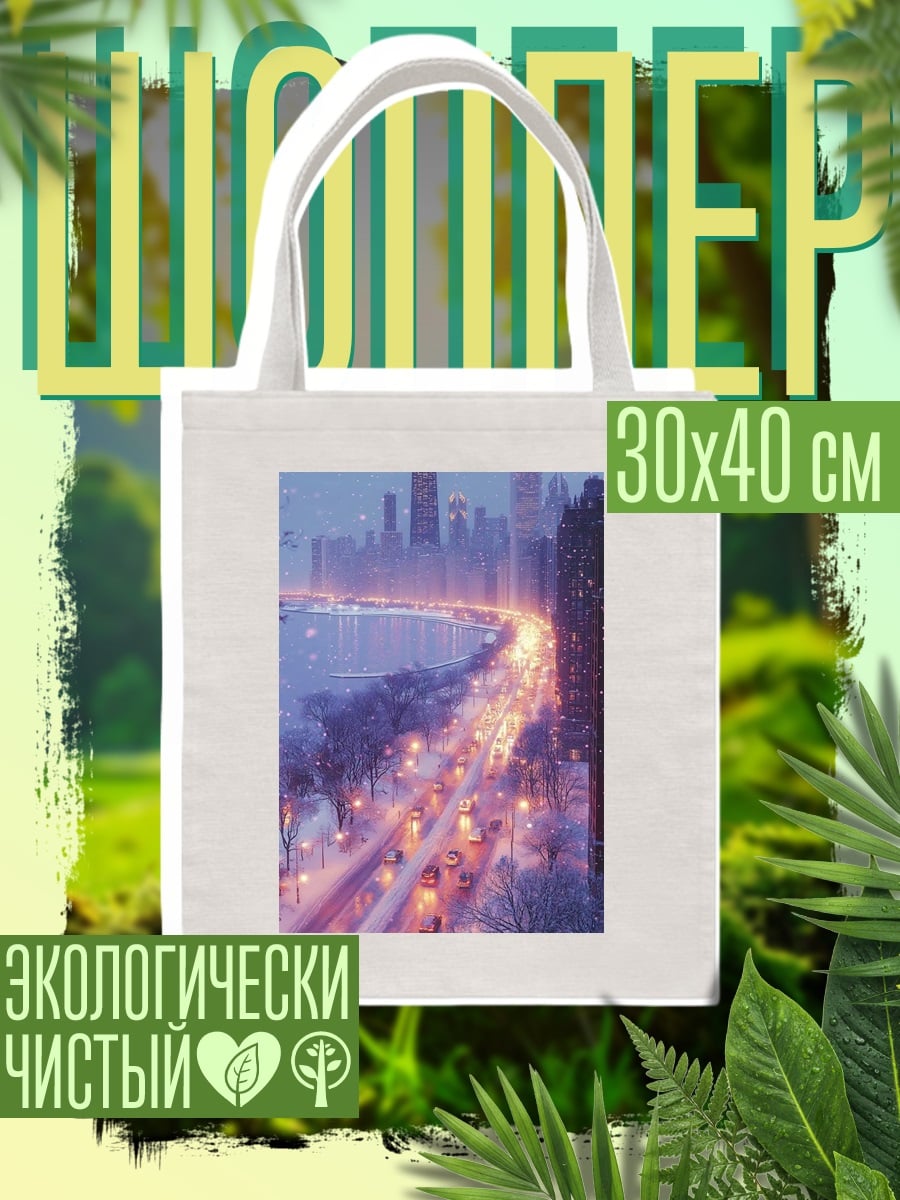 Шоппер Зимний Чикаго ночь
