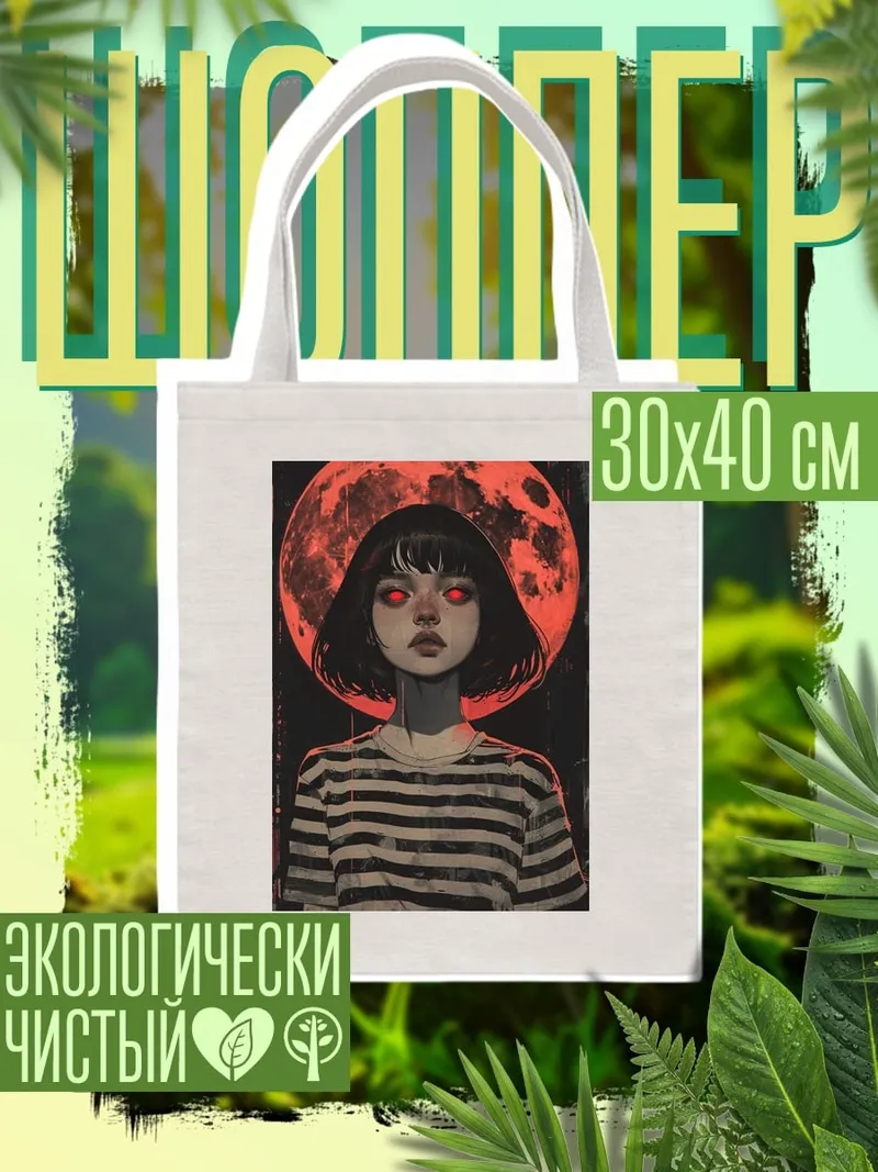 Шоппер Девушка с красной луной