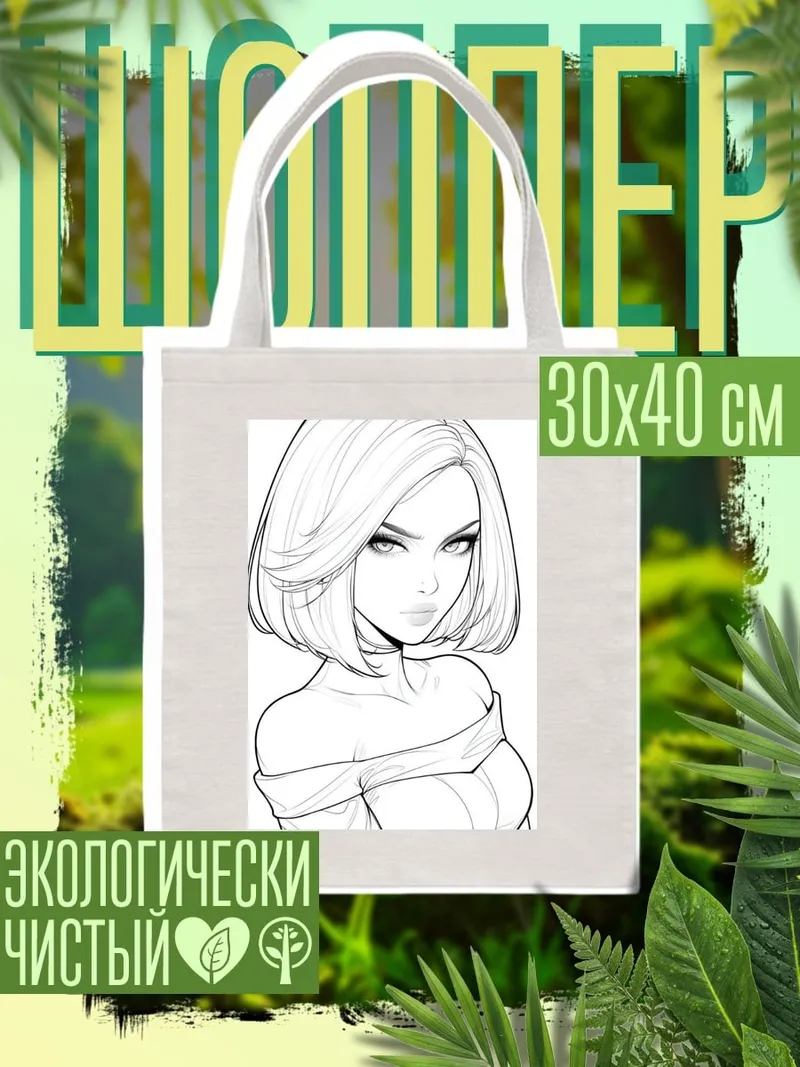 Шоппер Черно-белый портрет девушки
