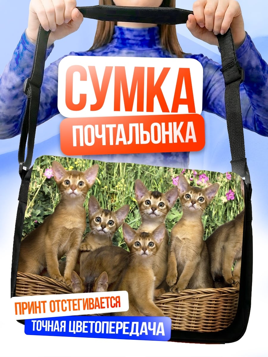 Сумка-почтальонка Котята в корзине