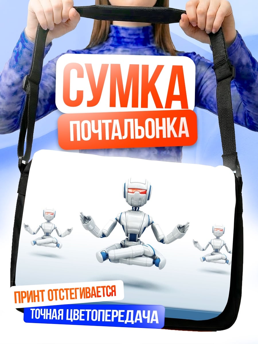Сумка-почтальонка Робот медитирует