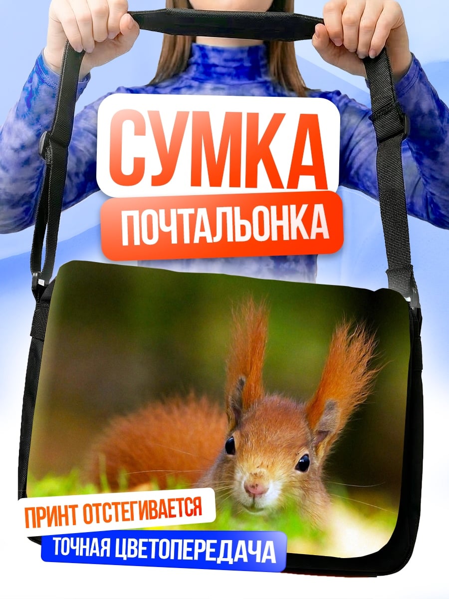 Сумка-почтальонка Рыжая белка в траве