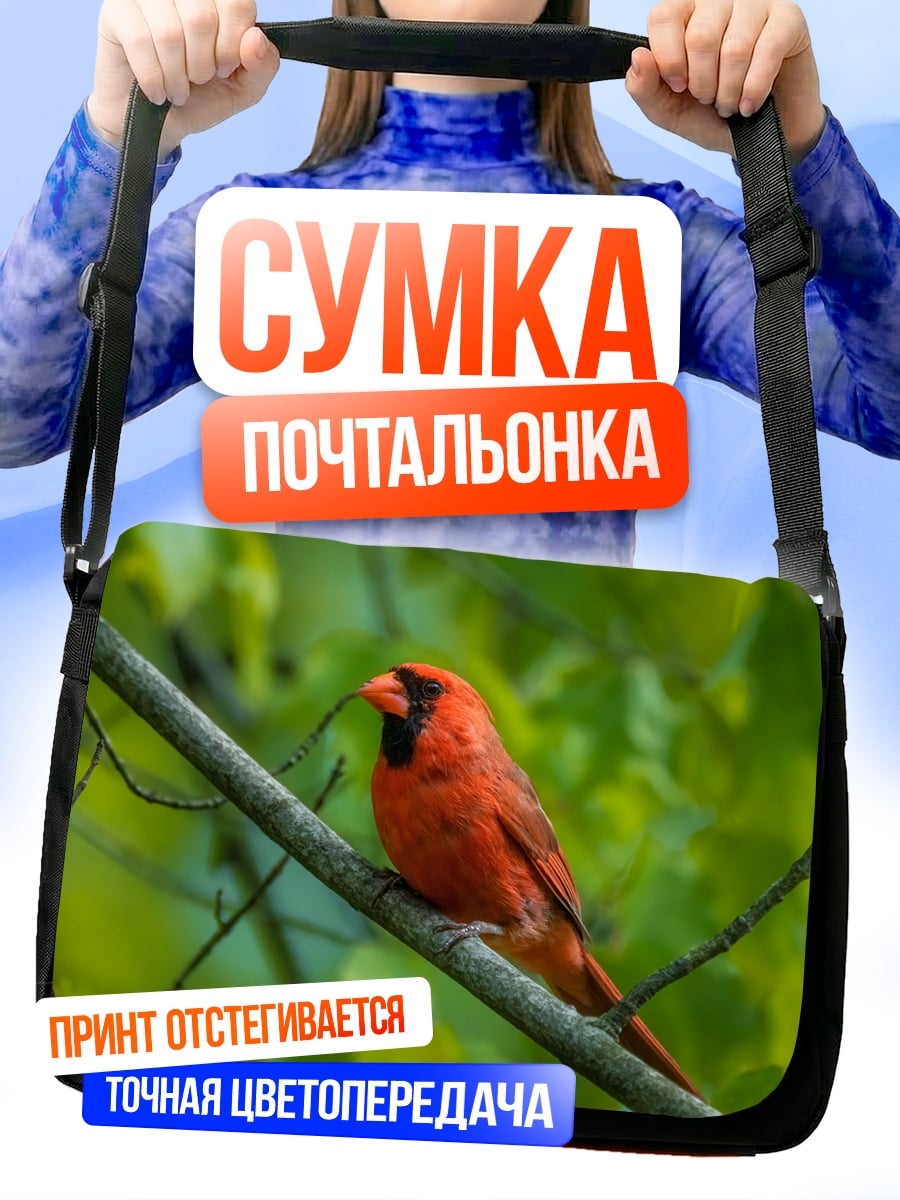 Сумка-почтальонка красный кардинал