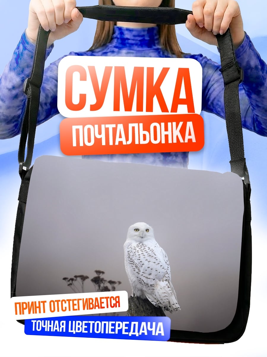 Сумка-почтальонка Белая сова туман
