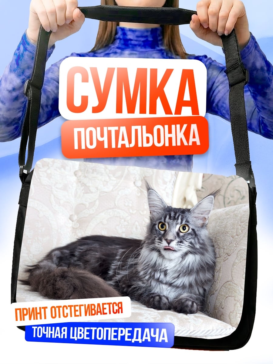Сумка-почтальонка Кот породы мейн-кун