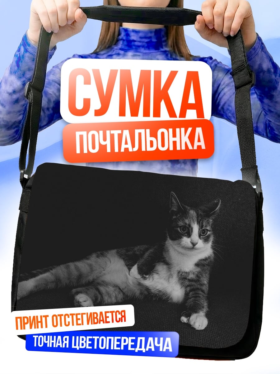 Сумка-почтальонка Лежащий кот
