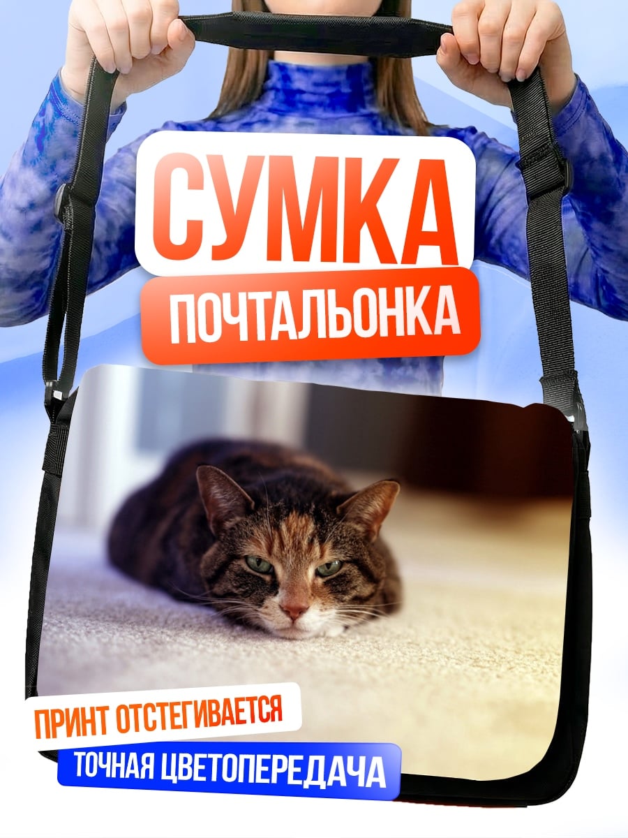 Сумка-почтальонка кот на ковре
