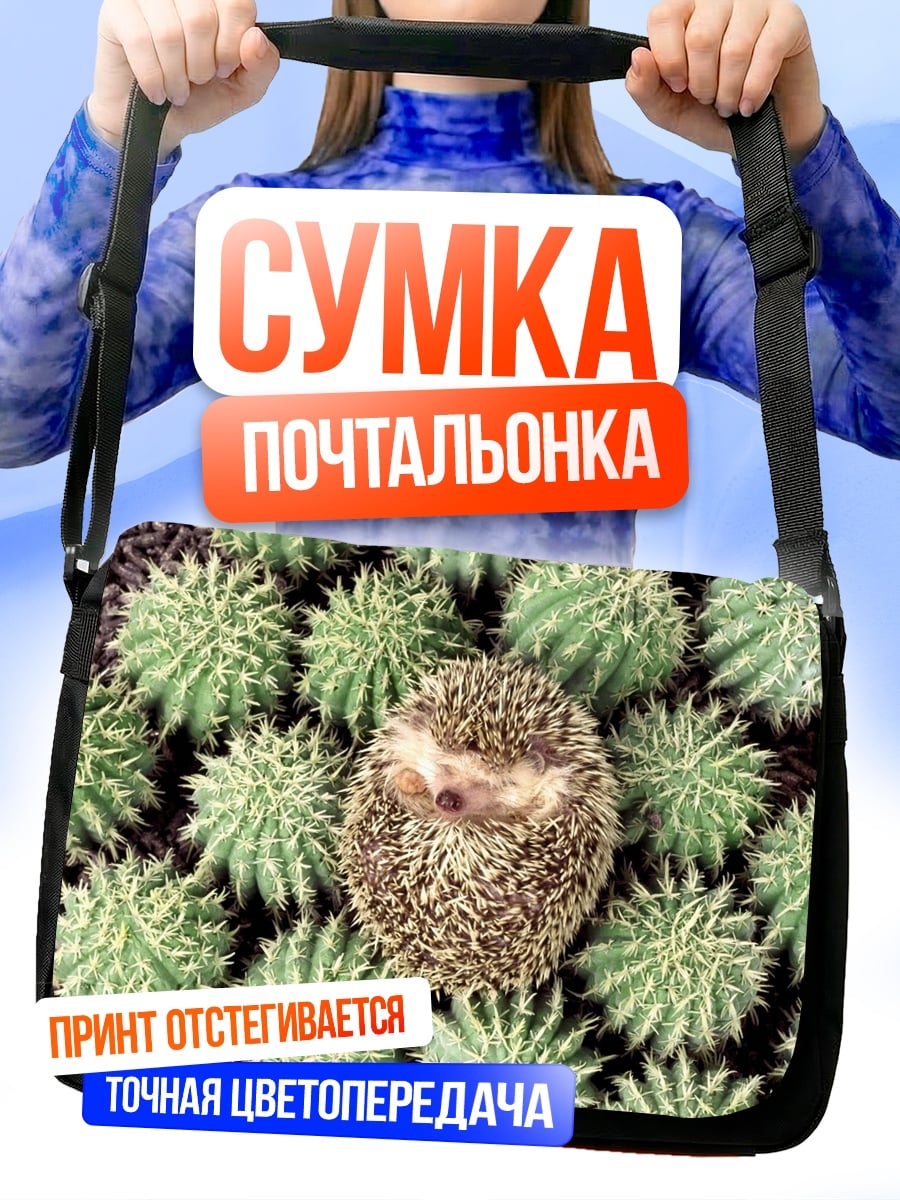 Сумка-почтальонка Ёжик среди кактусов