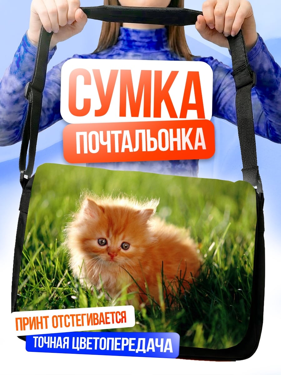 Сумка-почтальонка Рыжий котенок в траве
