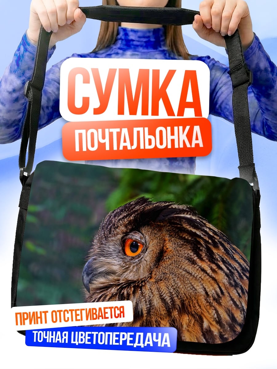 Сумка-почтальонка Крупный план совы