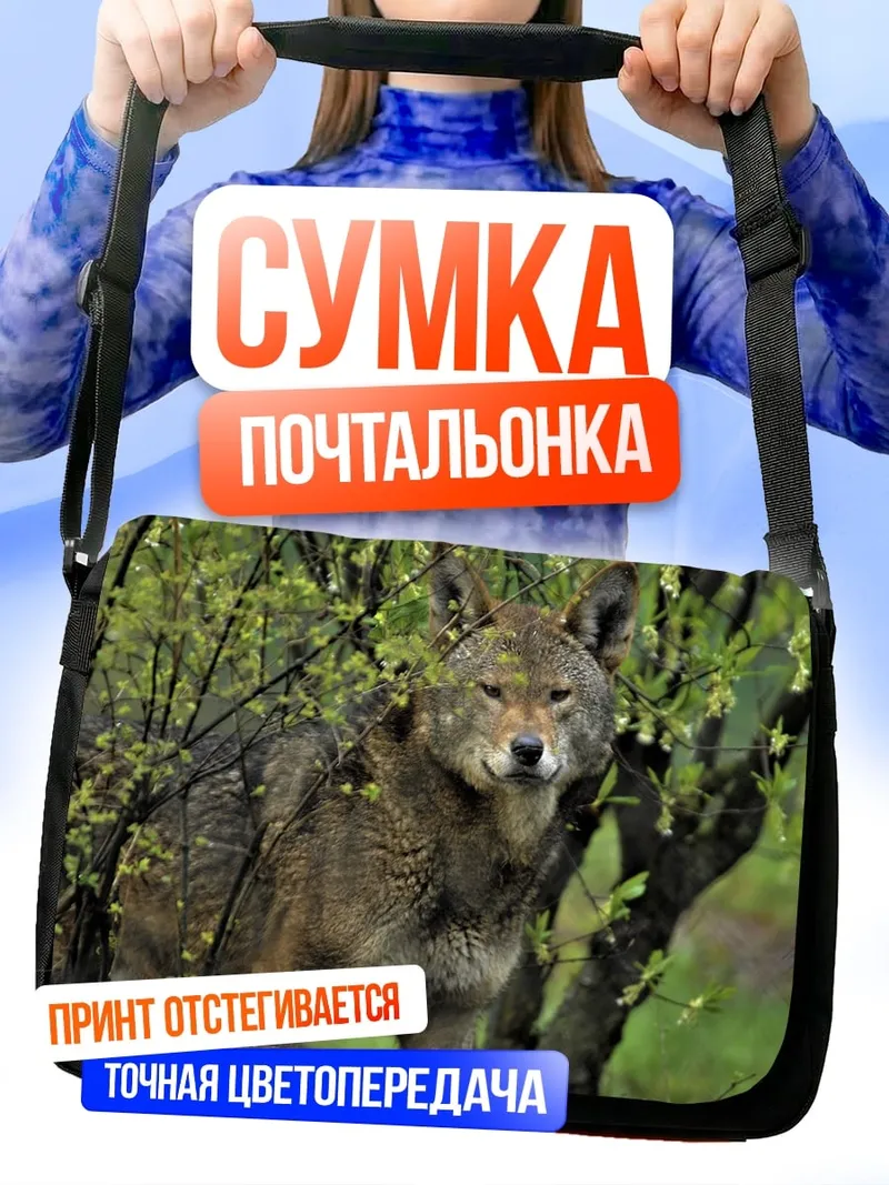 Сумка-почтальонка Дикий койот в лесу