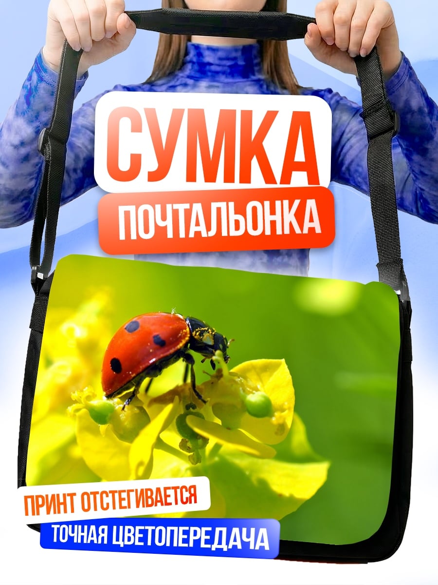 Сумка-почтальонка Божья коровка на цветке