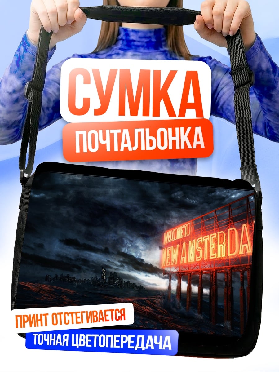 Сумка-почтальонка Неоновая вывеска Amsterdam