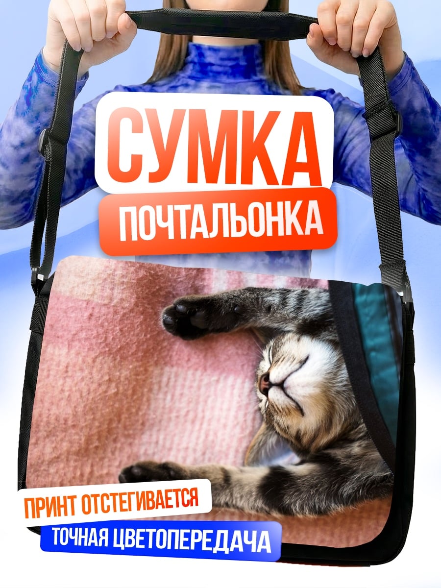 Сумка-почтальонка Спящий кот