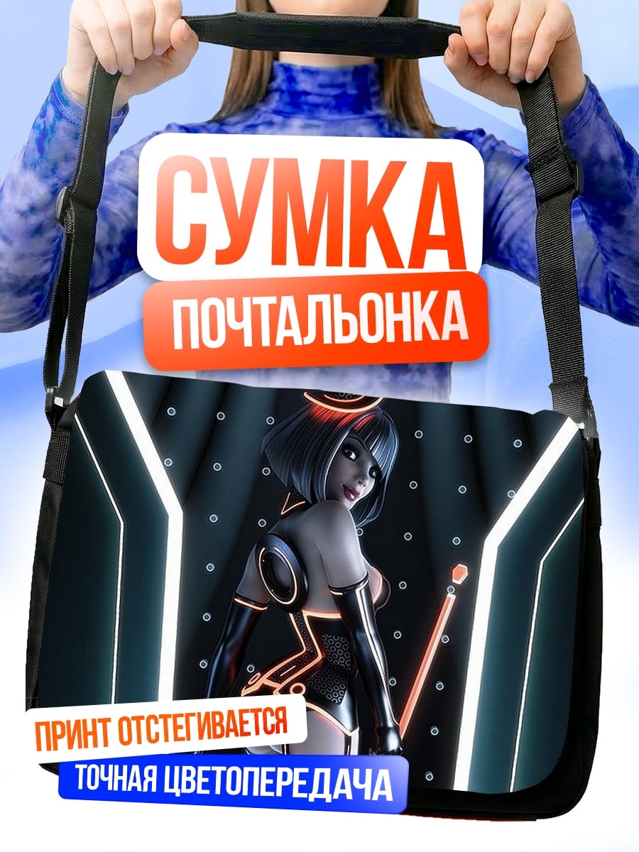 Сумка-почтальонка киберпанк девушка ангел