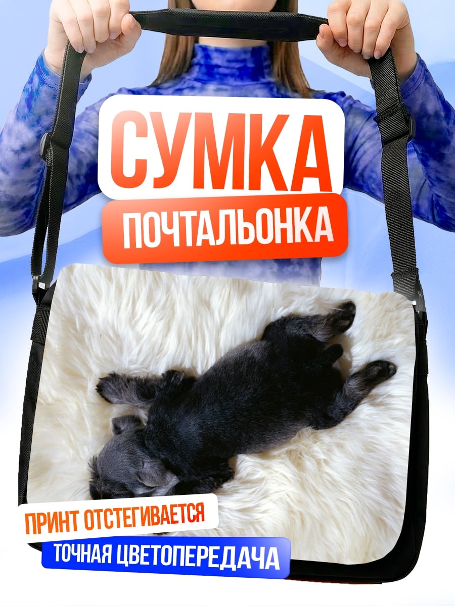 Сумка-почтальонка Спящий щенок бульдога