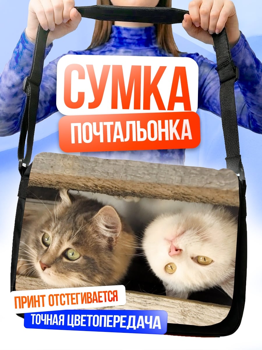 Сумка-почтальонка Два любопытных кота