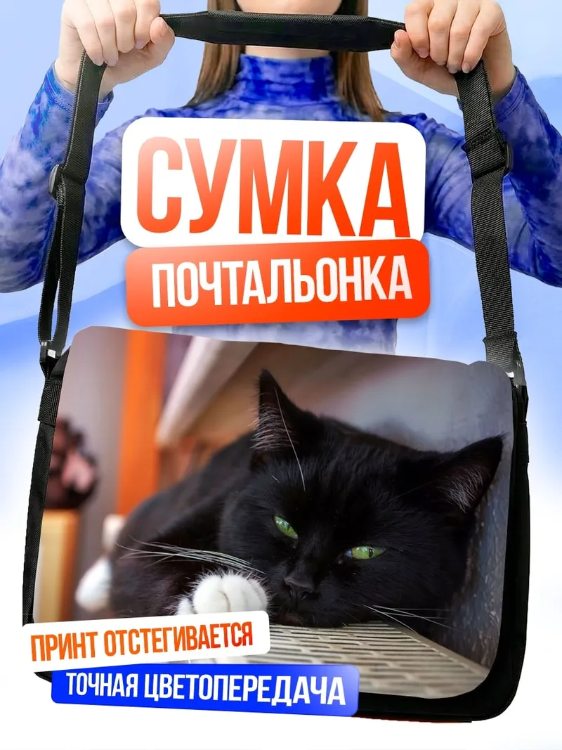 Сумка-почтальонка Черный кот