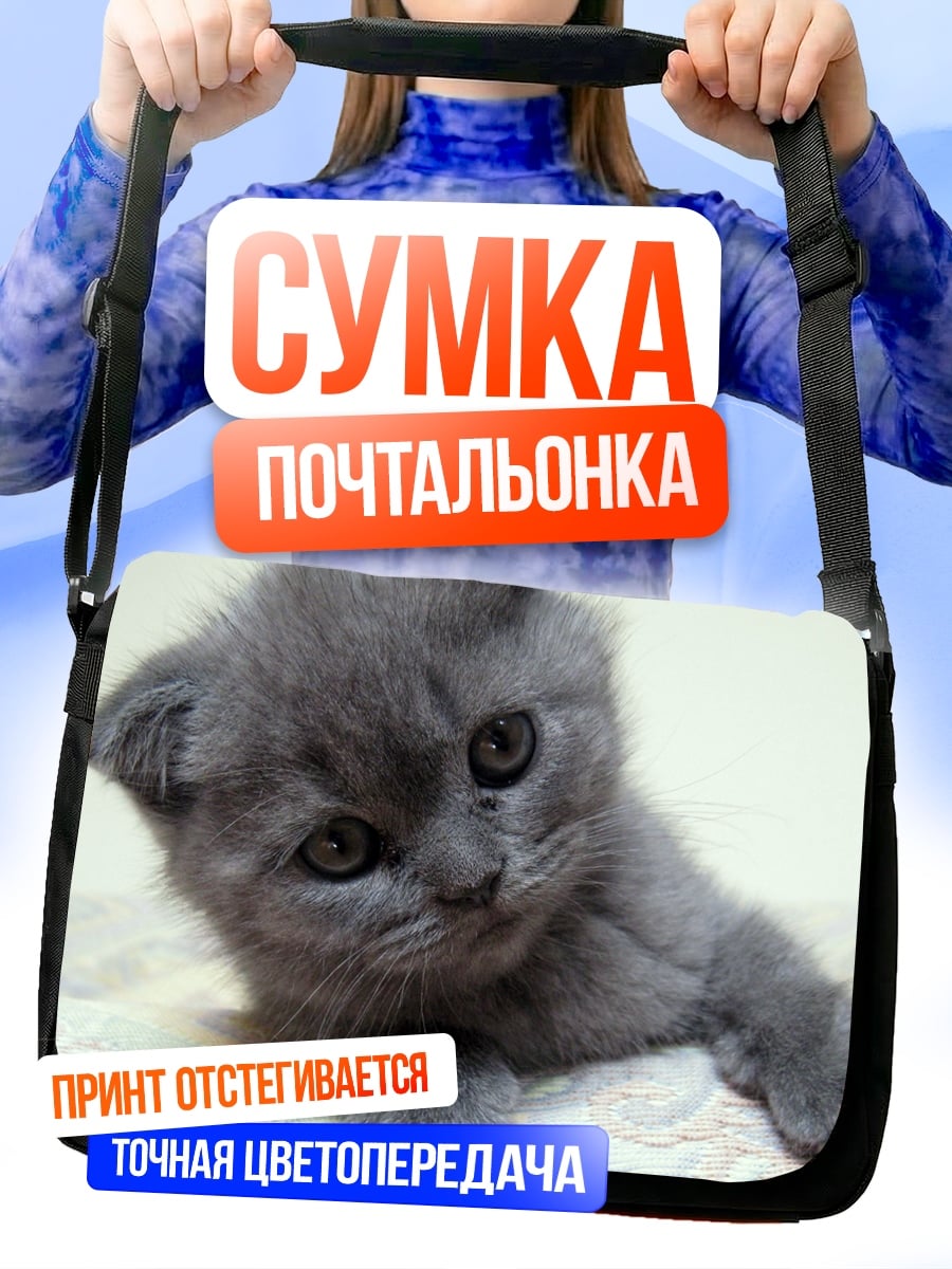 Сумка-почтальонка Серый котенок