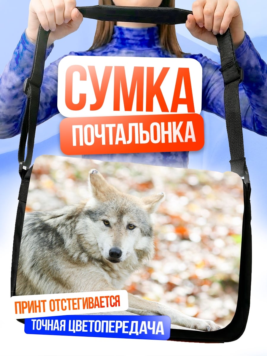 Сумка-почтальонка лежащий волк