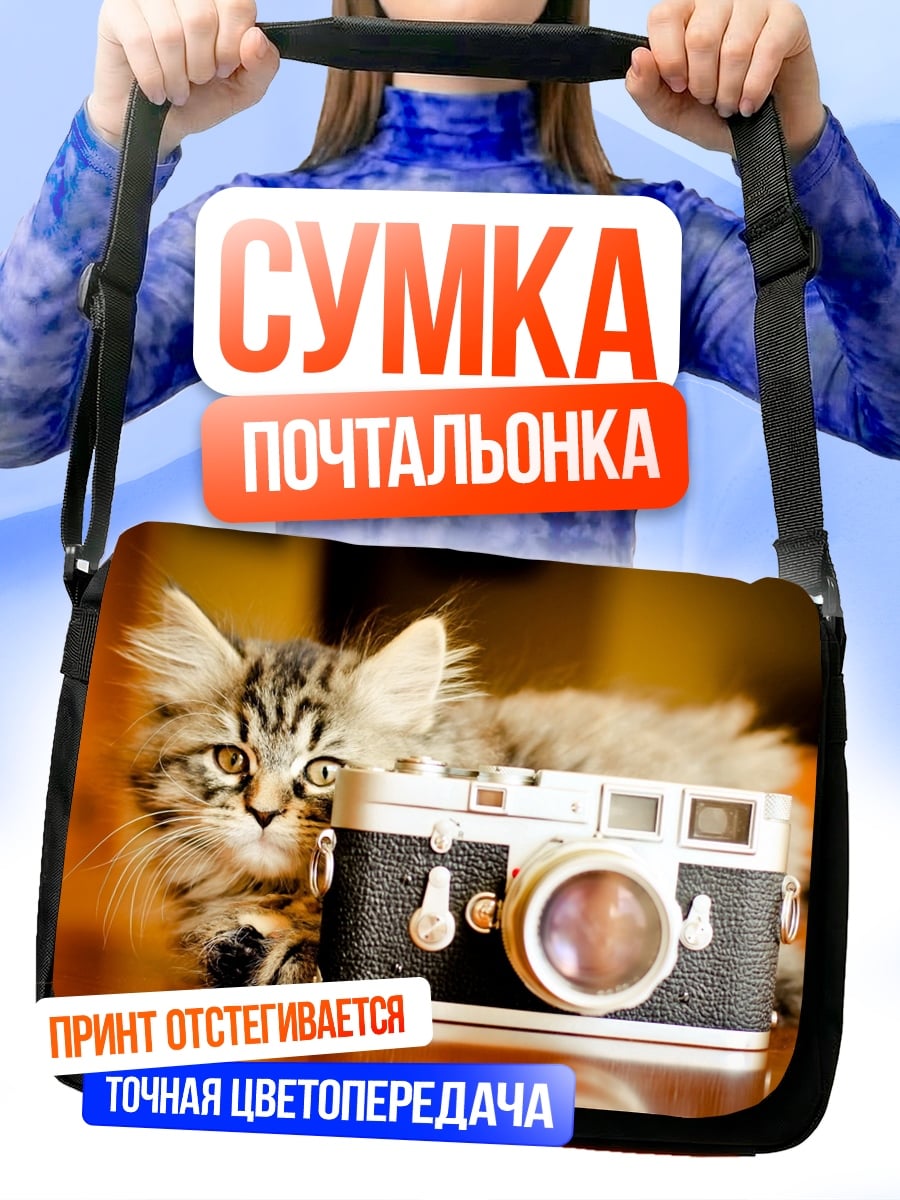Сумка-почтальонка Кот и камера