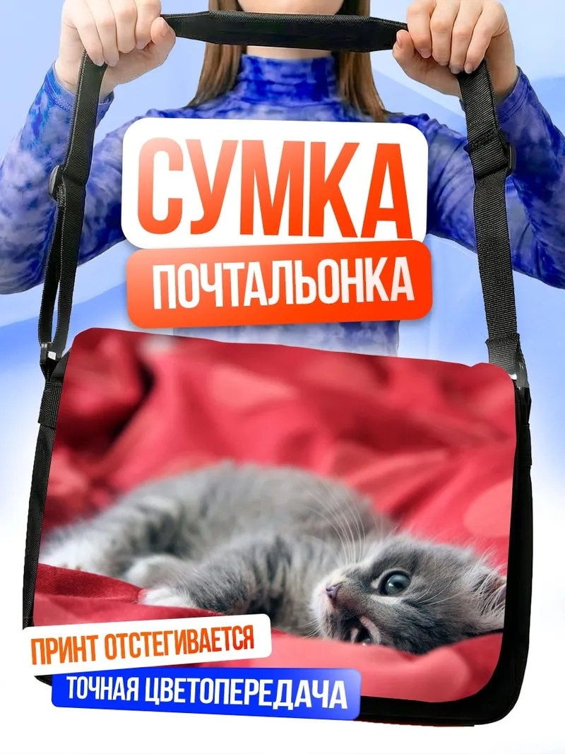 Сумка-почтальонка Серый котенок