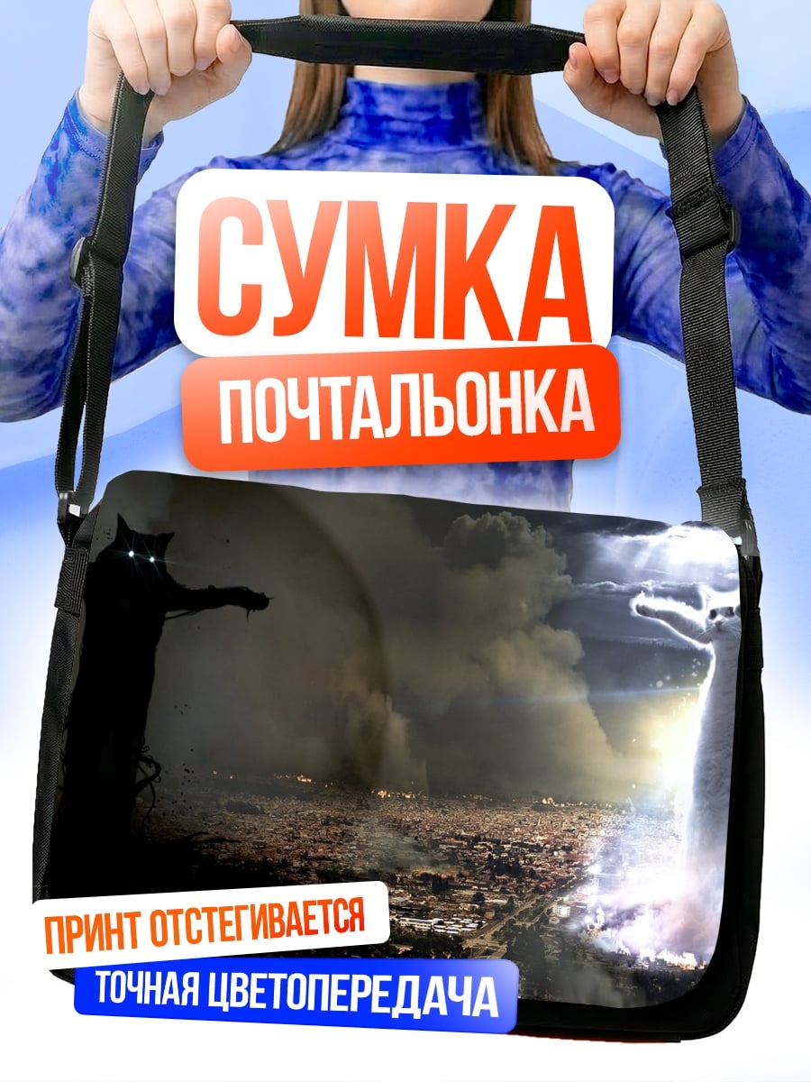 Сумка-почтальонка Черный и белый кот