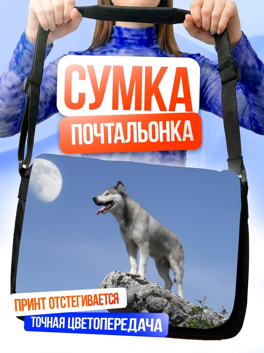 Сумка-почтальонка Волк на скале