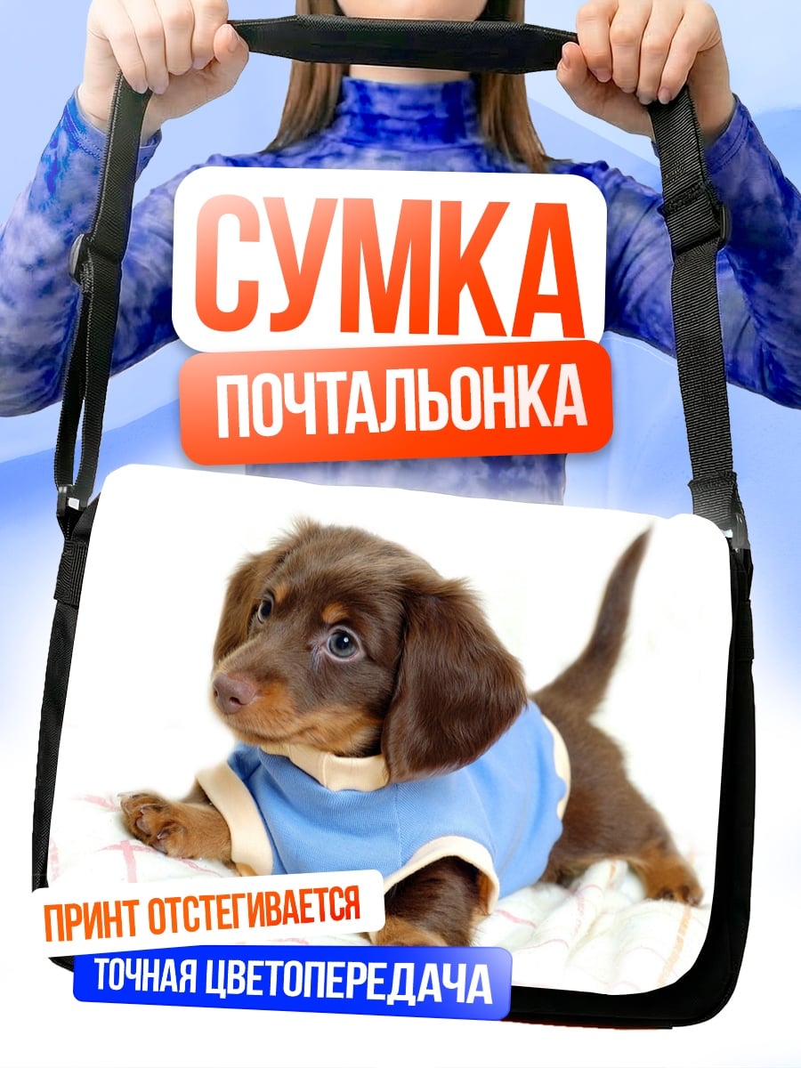 Сумка-почтальонка Такса в футболке