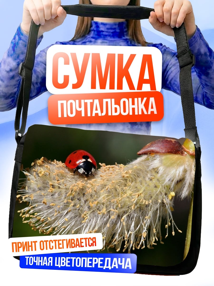 Сумка-почтальонка Божья коровка на цветке
