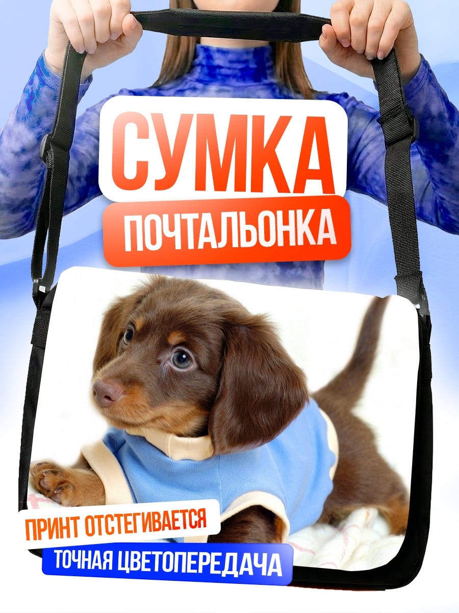 Сумка-почтальонка Такса в футболке