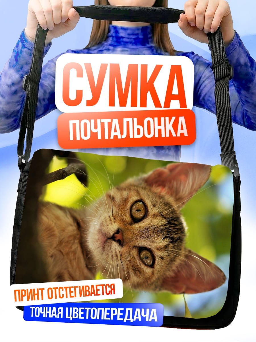 Сумка-почтальонка любопытный котенок