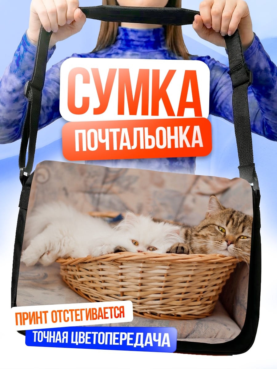 Сумка-почтальонка Котята в корзине