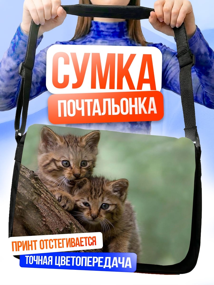 Сумка-почтальонка Два диких котенка