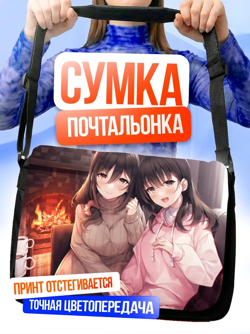Сумка-почтальонка Уютный вечер у камина