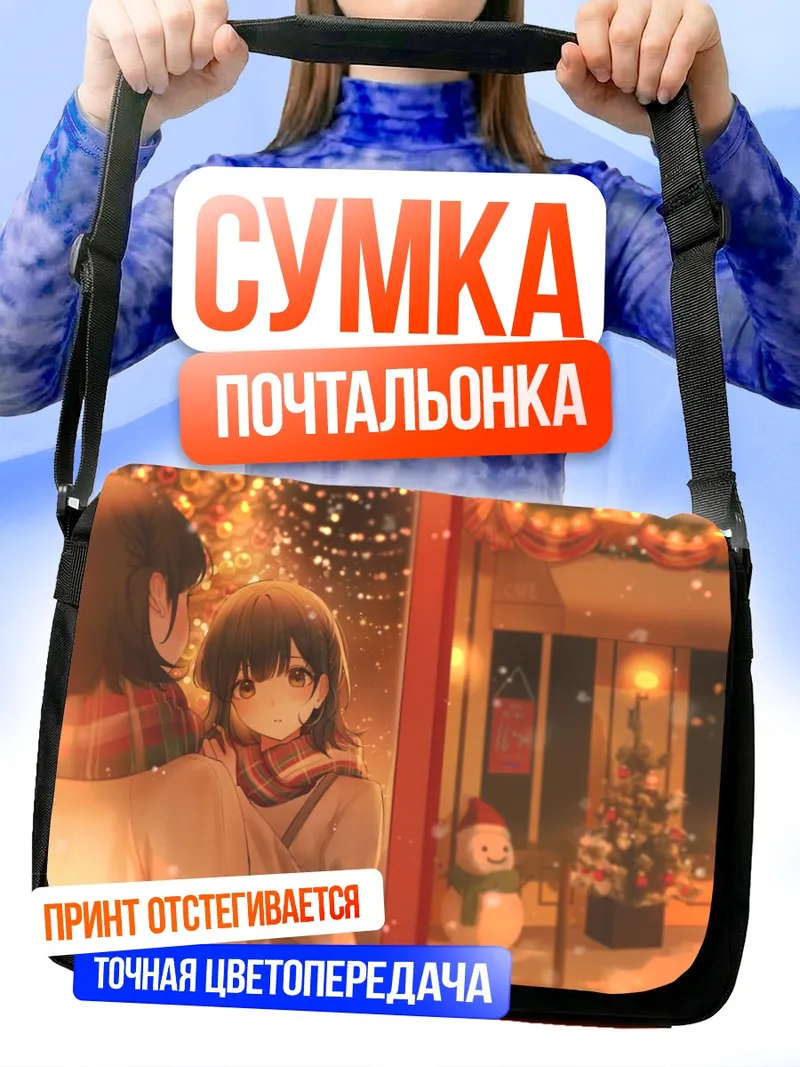 Сумка-почтальонка Зимняя прогулка со снеговиком
