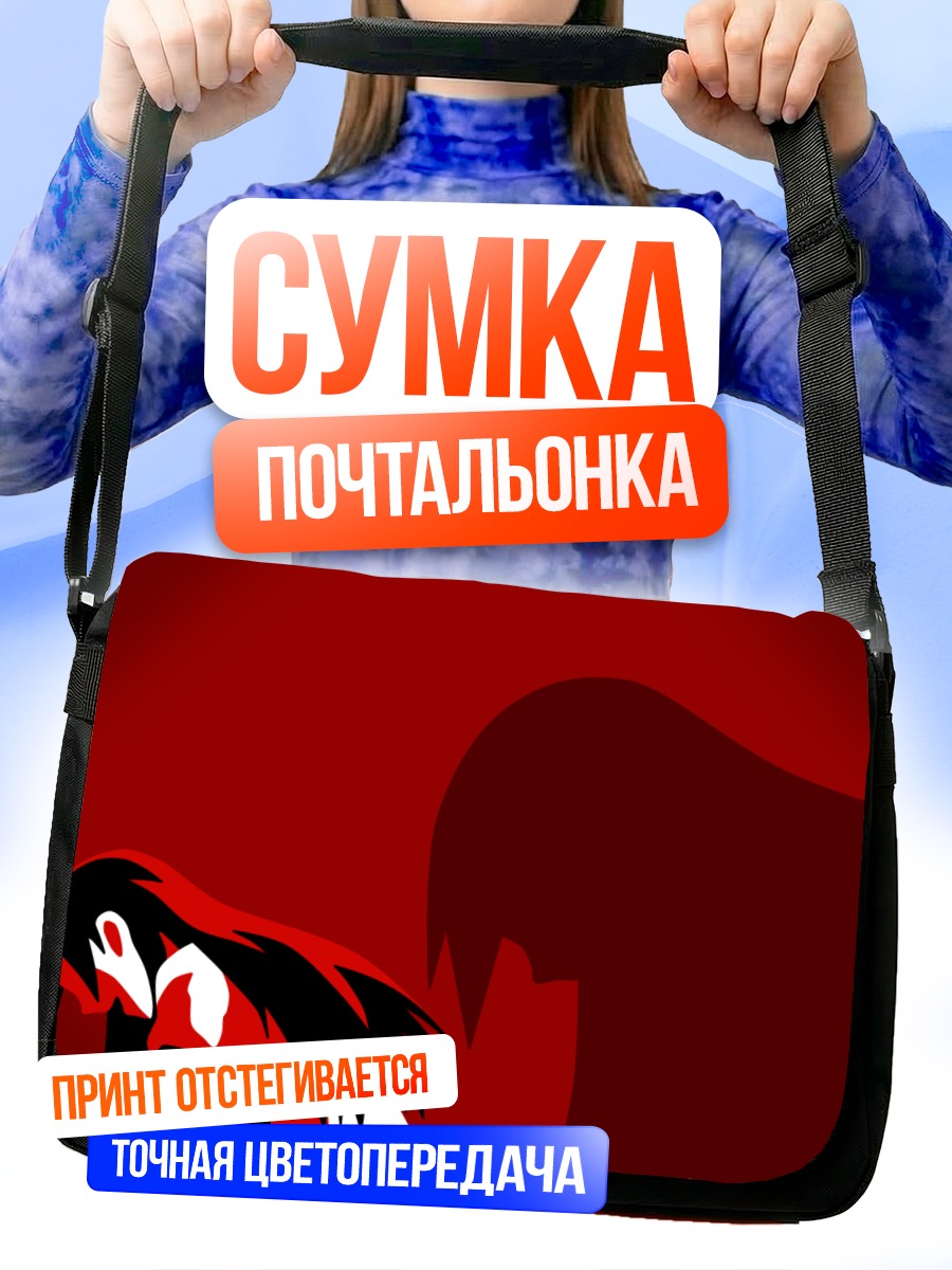 Сумка-почтальонка Кицу Чири в красном