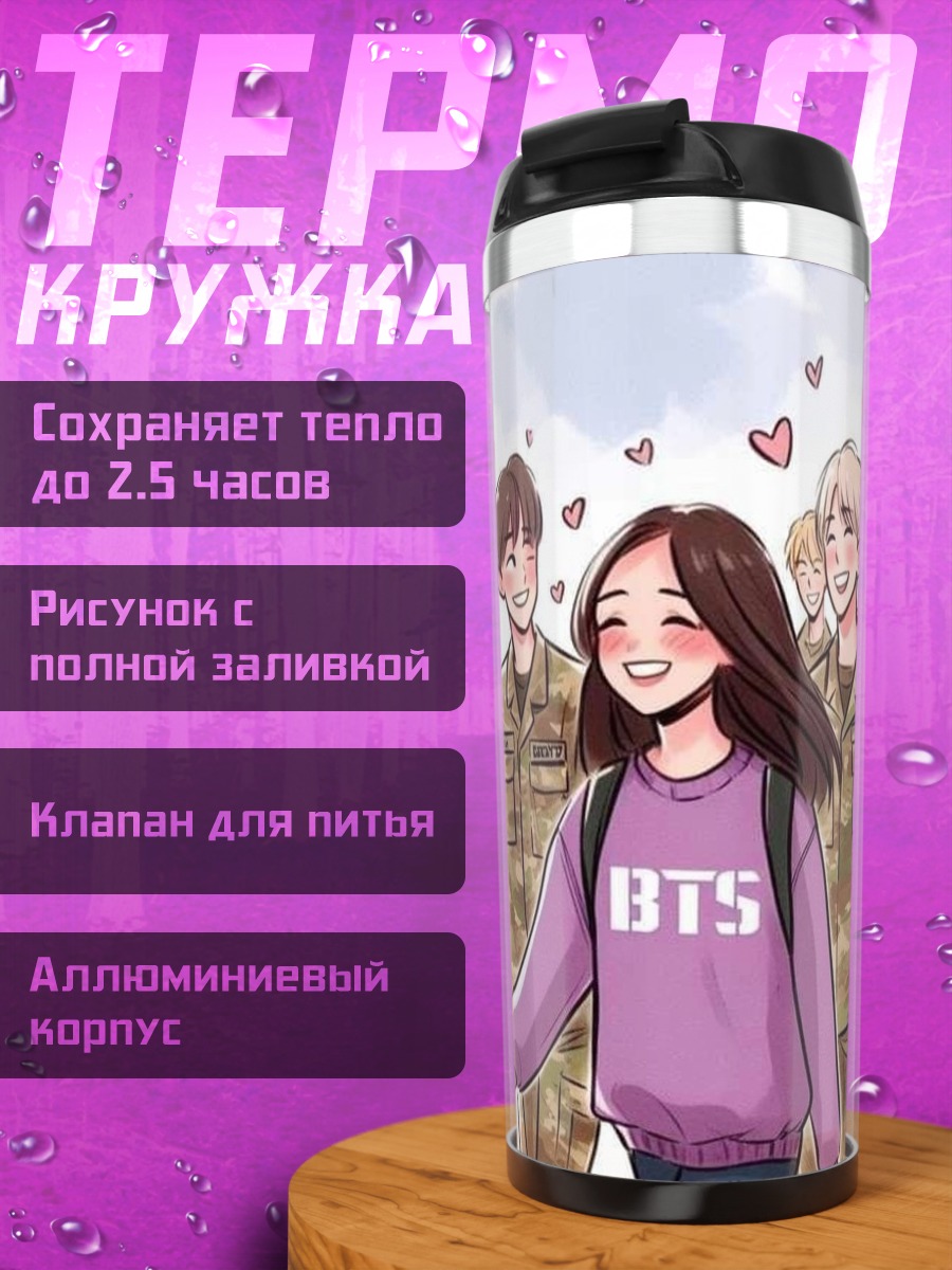 Термокружка девушка и BTS