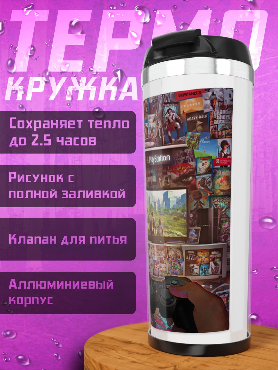 Термокружка Игровой коллаж PlayStation